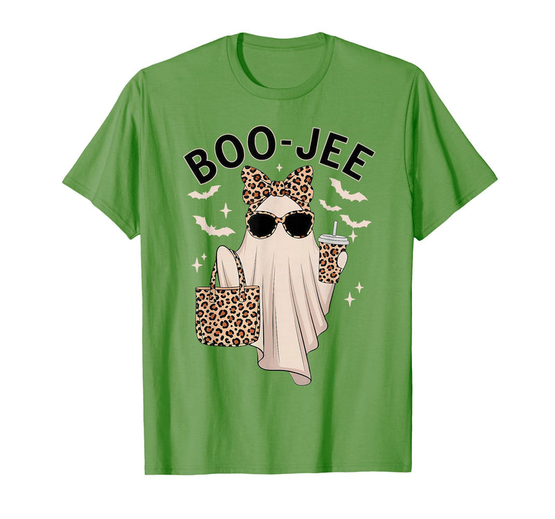 Halloween Boo-Jee Leopard Ghost Coquette Bow Coquette Leopard Ghost Coffee Boo-JEE Halloween Boujee Ghost T-Shirt - Grass