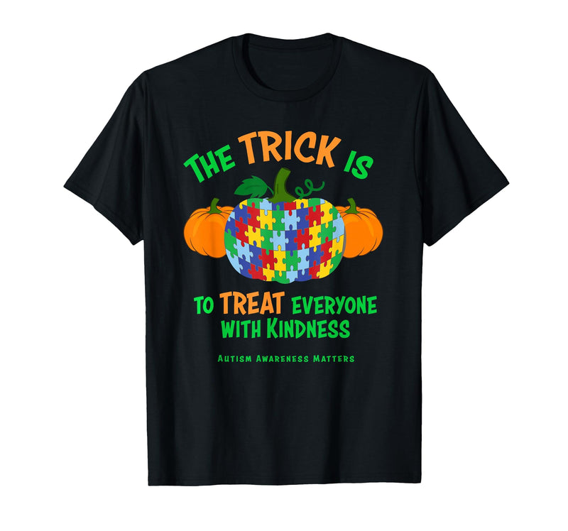 Presto Autism Awareness Halloween October Pumpkin Autism Awareness Halloween Fall October Puzzle Pumpkin T-Shirt - Black