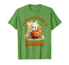 Boo Watercolor Pumpkin Cup Light Witch Hat Bottle Bourbon My Favorite Spirit is Bourbon Happy Halloween Boo T-Shirt - Grass