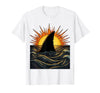 Mademark Shark Fin Silhouette Blazing Sunset Graphic T-Shirt - White