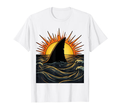 Shark Fin Silhouette Blazing Sunset Graphic T-Shirt