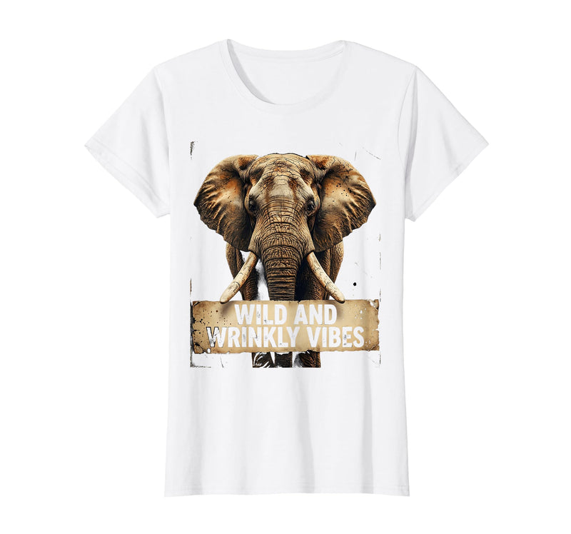 Mademark Wild and Wrinkly Vibes Elephant Graphic Design T-Shirt - Women - White