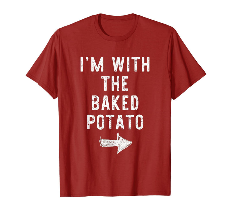 Im With The Baked Potato Halloween Costume I’m with The Baked Potato Funny Halloween Couple Costume T-Shirt - Cranberry Red