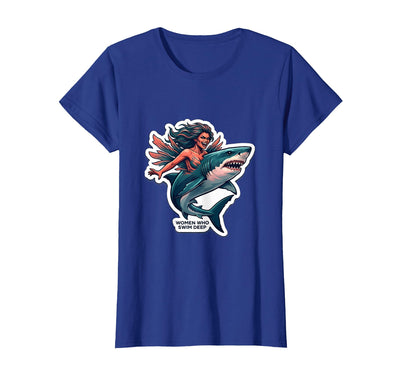 Women Who Swim Deep Shark Design T-Shirt