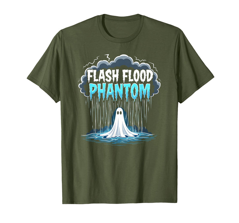 Mademark Halloween Weather Flash Flood Phantom Spooky Storm T-Shirt - Olive Green