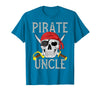 Pirate Family Apparel Pirate Uncle Jolly Roger Flag Skull Family Pirates T-Shirt - Sapphire Blue
