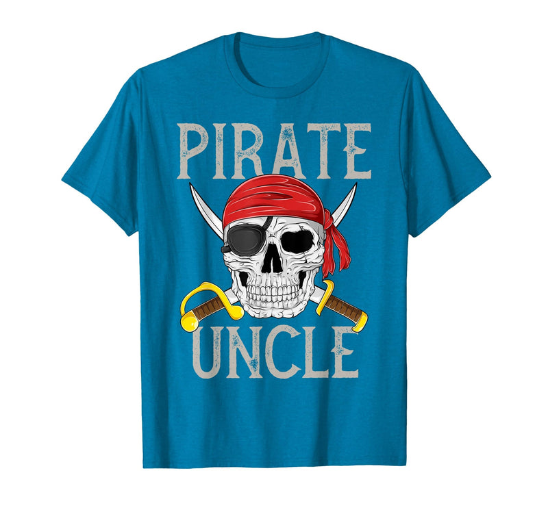 Pirate Family Apparel Pirate Uncle Jolly Roger Flag Skull Family Pirates T-Shirt - Sapphire Blue