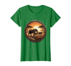Mademark Elephant Herd Crossing Dusty Savanna Plain T-Shirt - Women - Kelly Green