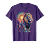 Cosmic Animal Mandala Sacred Geometry Collective Sacred Geometry Lion Mandala T-Shirt - Purple