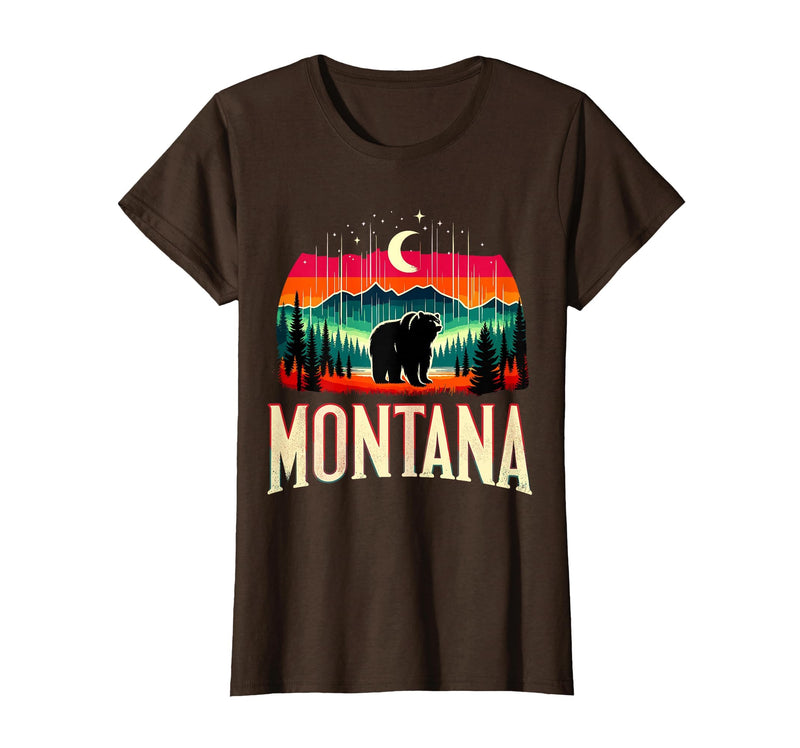 Grizzly Bear Mountain Forrest Nature Montana Grizzly Bear Mountain T-Shirt - Brown