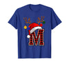 Christmas Buffalo Plaid Alphabet Tees Letter M Name Initial Buffalo Plaid Alphabet Monogram T-Shirt - Royal Blue