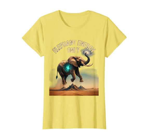Mademark Elephant Energy Only Bold Graphic Design T-Shirt - Women - Lemon Yellow