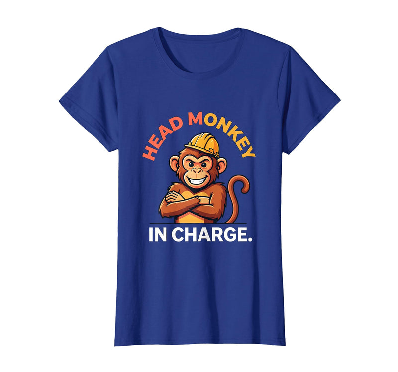 Mademark Head Monkey In Charge Circus Boss Design T-Shirt - Women - Royal Blue
