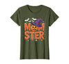 Mom-ster Halloween Funny Witch Hat Pumpkin Mom Momster Mom Mommy Matching Family Halloween Costume Women T-Shirt - Olive