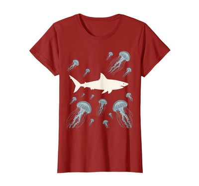 Shark Swimming Through a Jellyfish Field T-Shirt