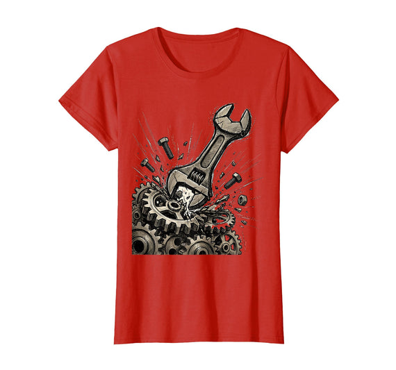 Mademark Monkey Wrench In The Gears Graphic Design T-Shirt - Women - Red