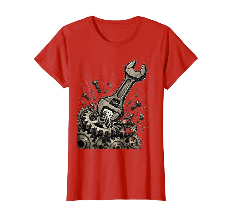 Mademark Monkey Wrench In The Gears Graphic Design T-Shirt - Women - Red