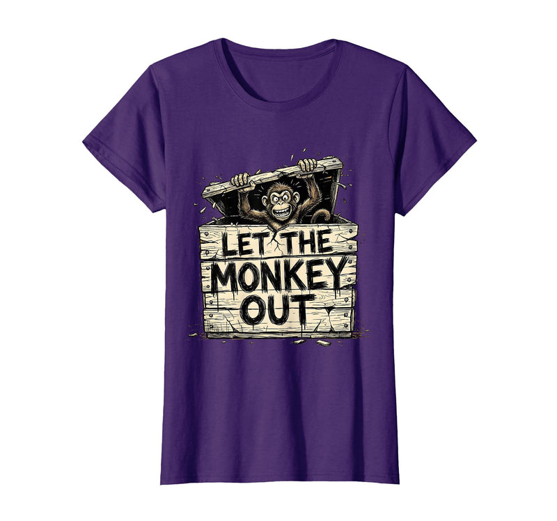 Mademark Let the Monkey Out Wild Primate Graphic Design T-Shirt - Women - Purple