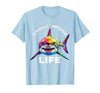Mademark Finning Through Life Shark Graphic Design T-Shirt - Baby Blue