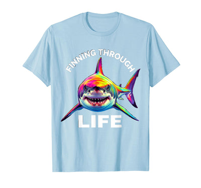 Mademark Finning Through Life Shark Graphic Design T-Shirt