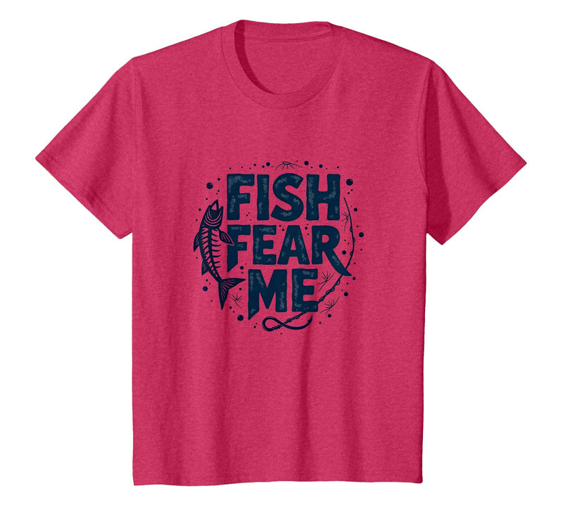 Mademark Fish Fear Me Funny Fishing for Men Angler Humor Quote T-Shirt - Red Heather