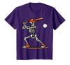 Funny Halloween Skeleton Sports Boys Costume Baseball Skeleton Spooky Boys Halloween Baseball Player T-Shirt - Purple