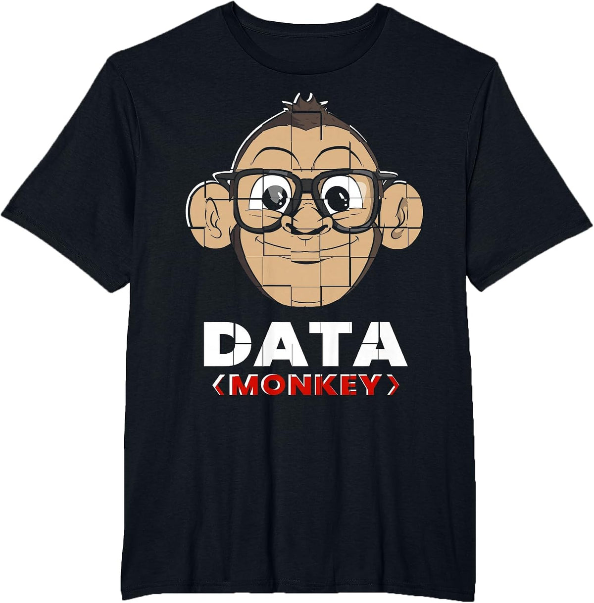 Data Monkey Data Evaluator Code Programmer T-Shirt - Black