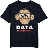 Data Monkey Data Evaluator Code Programmer T-Shirt - Black
