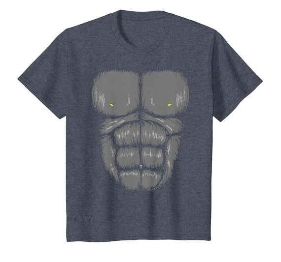 Gorilla Halloween Costume Tees Gorilla Chest Abs T-Shirt Muscles 6 Pack Jungle Monkey Retro T-Shirt - Heather Blue