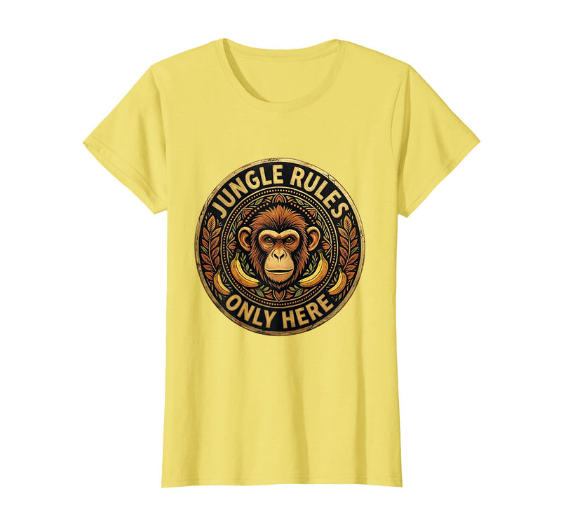 Mademark Monkey Jungle Rules Only Here Graphic Design T-Shirt - Women - Lemon Yellow