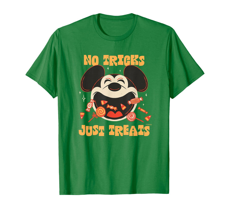 Disney Mickey Mouse Halloween Candy No Tricks Just Treats T-Shirt - Kelly Green
