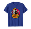 Disney Pinocchio Halloween Figaro Inside A Pumpkin Retro T-Shirt - Royal Blue