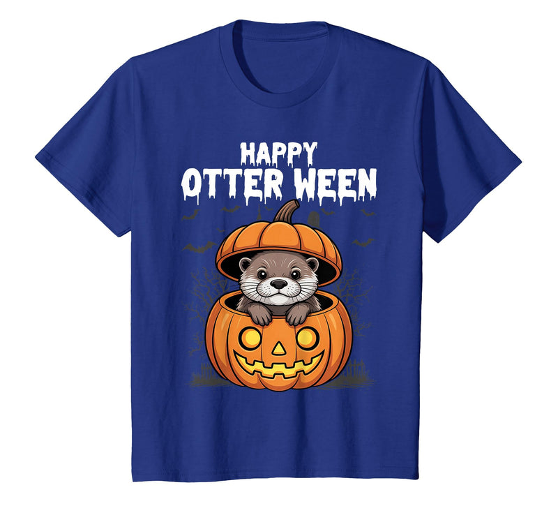 Otter Halloween Lover Gift Co. Happy Otter-Ween Lazy Halloween Costume Funny Animal Pun T-Shirt - Royal Blue