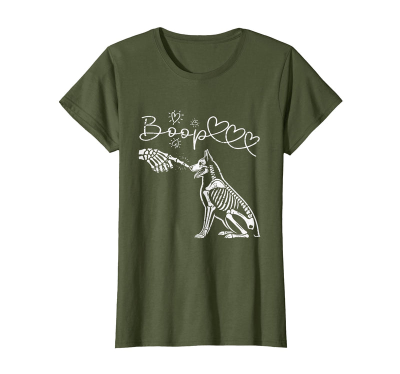 Skeleton Hand Dog Boop - German Shepherd Lovers Skeleton Hand Touch Nose German Shepherds Boop Dog Halloween T-Shirt - Olive