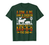 Cow A Pig And A Chicken gift idea A Cow A Pig and A Chicken Walk Into A BBQ The End Barbecue T-Shirt - Dark Green