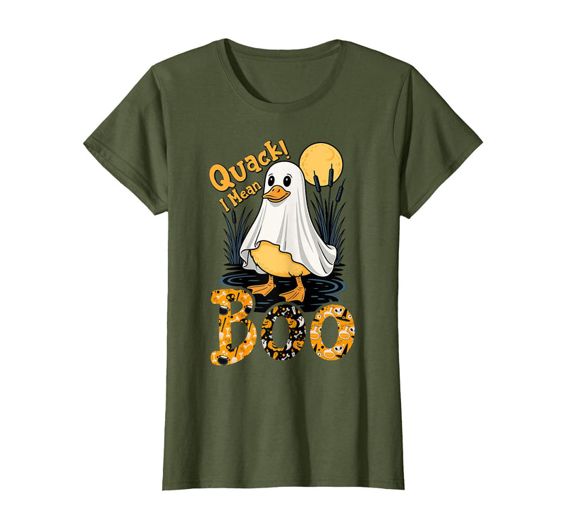 Duck Halloween Gifts Co. Quack I Mean Boo Duck Trick or Treat Spooky Halloween Party T-Shirt - Olive Green