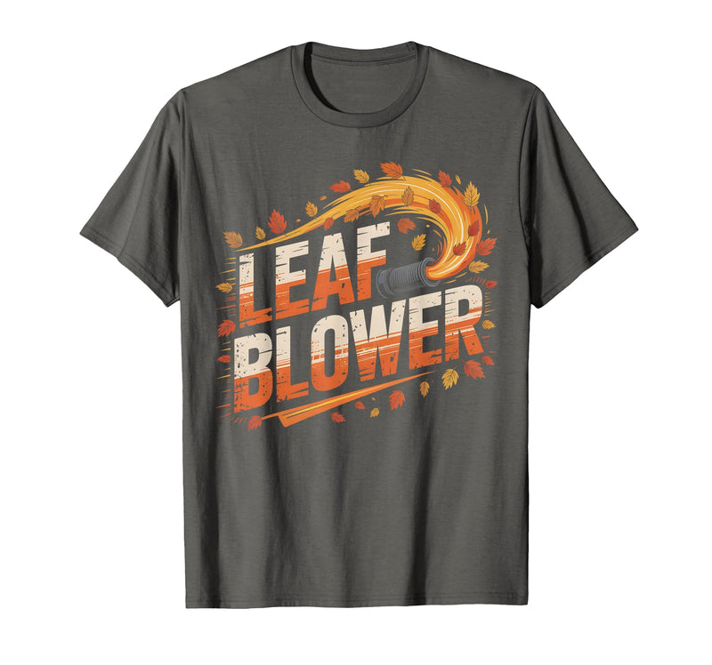 Funny Leaf Blower Fall Costume Couple Halloween Tee T-Shirt - Asphalt Grey