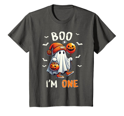 Halloween Boo I'm First 1st Birthday Boy Boo I'm One Ghost 1st Birthday Halloween Boy Kids Groovy T-Shirt
