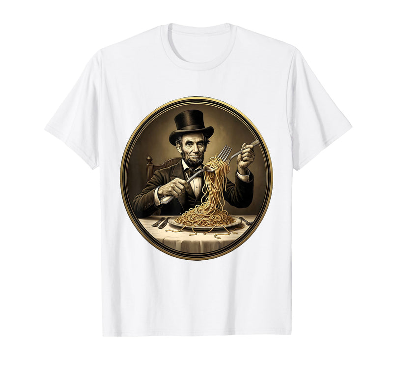 Mademark Funny Monkey Eating Spaghetti With Fork Illustration T-Shirt - Men - White