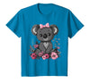 We Love Koalas - Kids Apparel Co. Koala Kawaii Koala Bear Pink Bow Flowers Girls Kids T-Shirt - Sapphire Blue