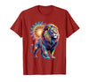 Cosmic Animal Mandala Sacred Geometry Collective Sacred Geometry Lion Mandala T-Shirt - Cranberry Red