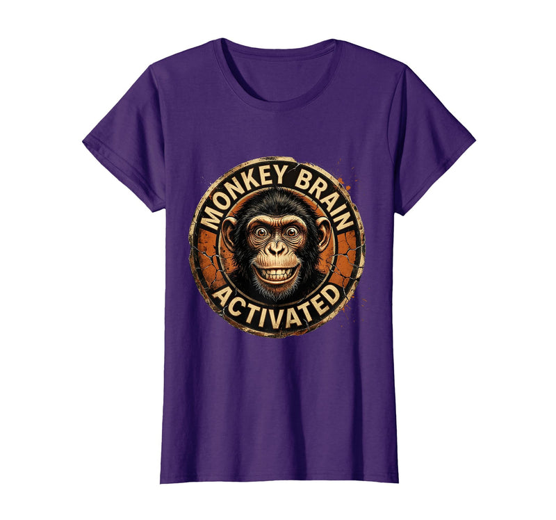 Mademark Monkey Brain Activated Funny Primate Design T-Shirt - Women - Purple
