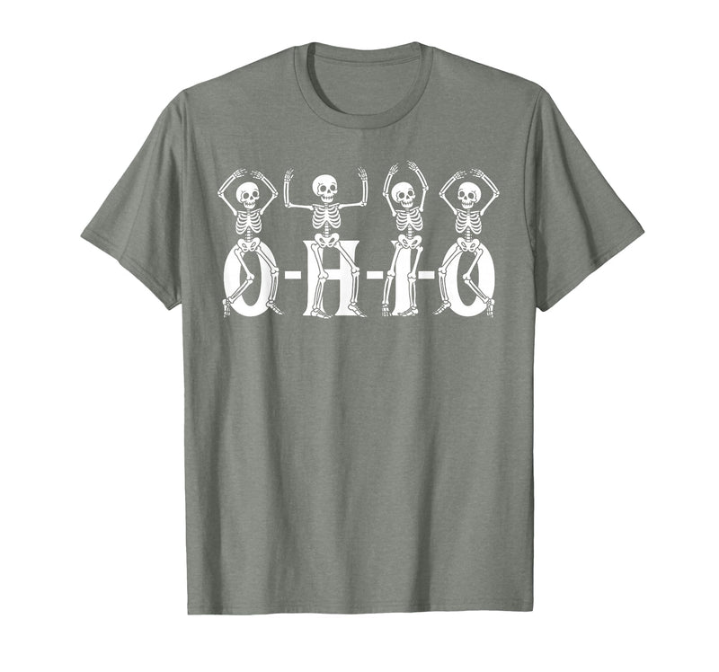 Funny O-H-I-O State Skeleton Halloween Funny O-H-I-O State Skeleton Ohio Halloween Vintage Vibe Fun T-Shirt - Olive Heather