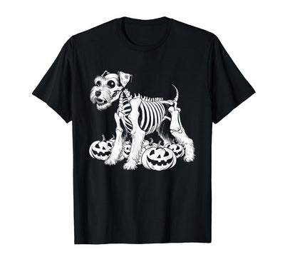Miniature Schnauzer Lovers Halloween Dog Costume Miniature Schnauzer Skeleton Birthday Halloween Mens Womens T-Shirt