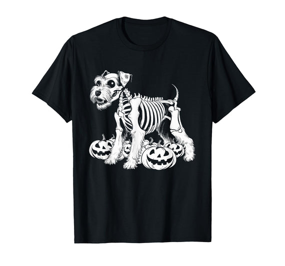 Miniature Schnauzer Lovers Halloween Dog Costume Miniature Schnauzer Skeleton Birthday Halloween Mens Womens T-Shirt - Black