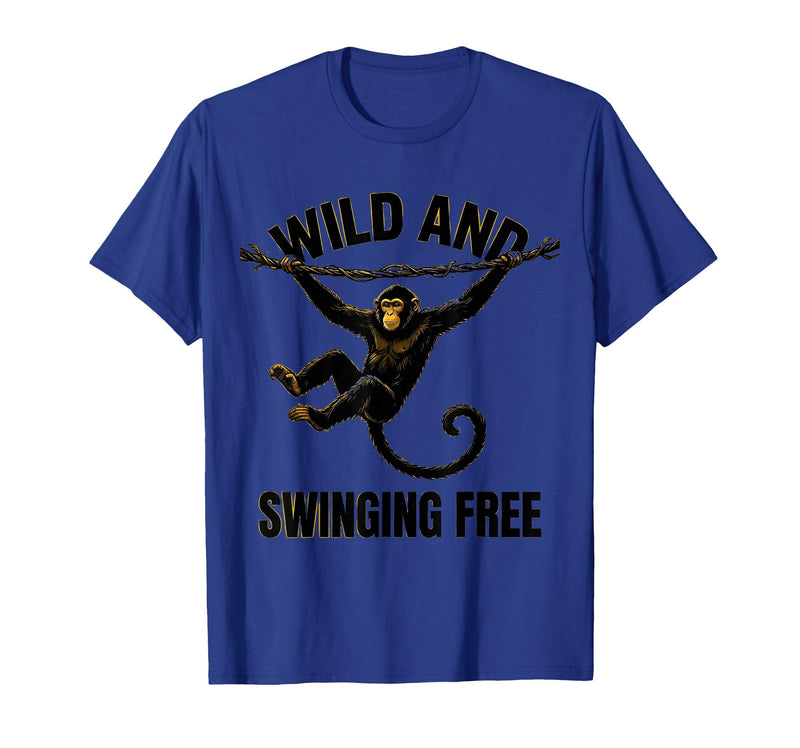 Mademark Wild and Swinging Free Monkey Graphic Design T-Shirt - Men - Royal Blue