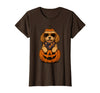 Funny Retro Maltipoo mom Halloween Spooky Cavapoo Pumpkin Halloween Doodle Dog Lover T-Shirt - Brown