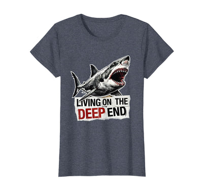 Living on the Deep End Shark Ocean Design T-Shirt