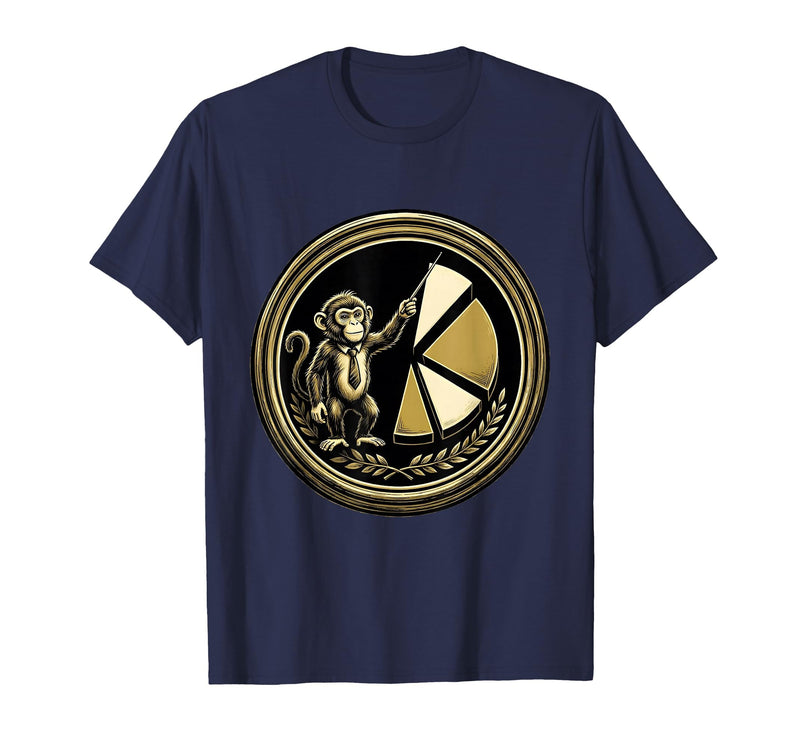 Mademark Monkey Business Pie Chart Funny Graphic Tee T-Shirt - Men - Navy Blue