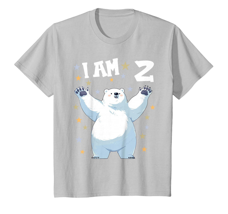 2 years old 2nd birthday Polar Bear Kids 2 Years Old 2 Birthday Polar Bears Boy Girl Polar Bear T-Shirt - Silver Grey